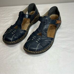 Rieker Daisy blue leather mary jane shoes size 40